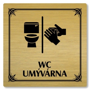 WC, umývárna, 80x80mm, zlatá, Nebraska